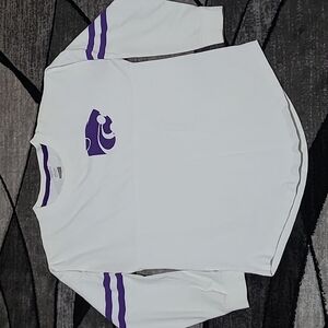 VS PINK 2013 COLLEGIATE KANSAS WILDCATS LOGO CREW LONG-SLEEVE TEE-SHIRT